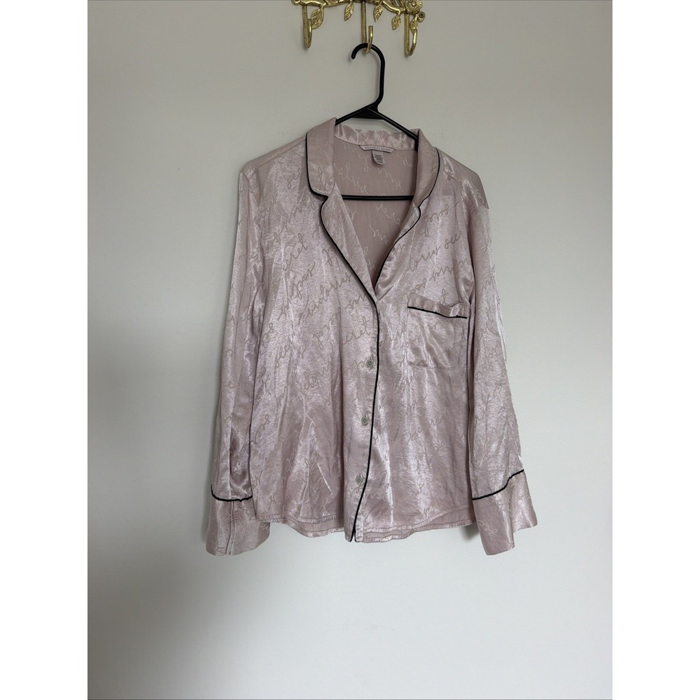 Victoria's Secret Pajama Top Womens Small Pink Satin Long Sleeve Sleepwear Sz XL